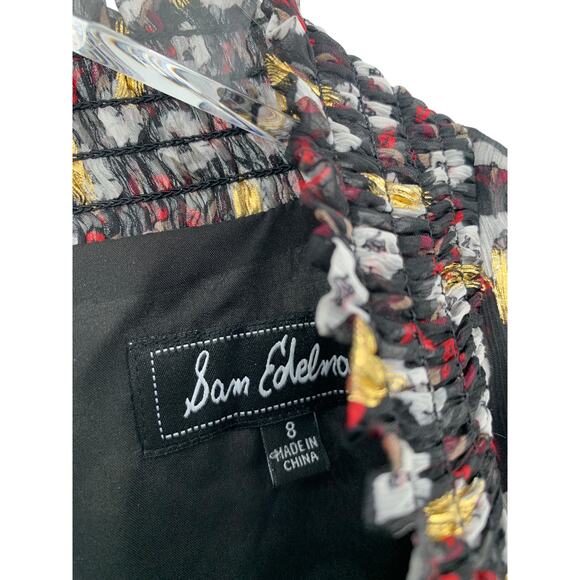 2/$30 Sam Edelman Black Multicolor Metallic High Neck Sleeveless Dress Size 8 - Picture 4 of 6